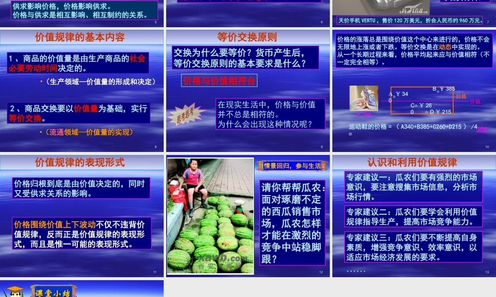 价值规律的内容和表现形式价值规律的内容和表现形式教学课件