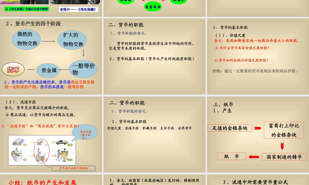揭开货币的神秘面纱教学课件