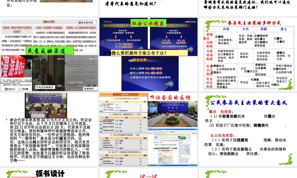 民主决策：作出最佳选择 公民的政治参与教学课件