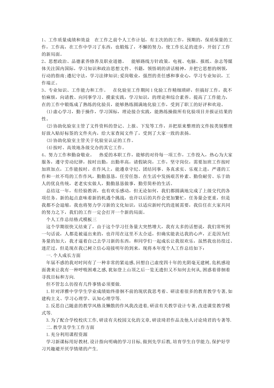 个人工作总结格式模板_第2页