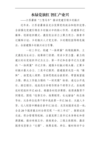 组织：江苏灌南“三驾马车”推动党建引领乡村振兴