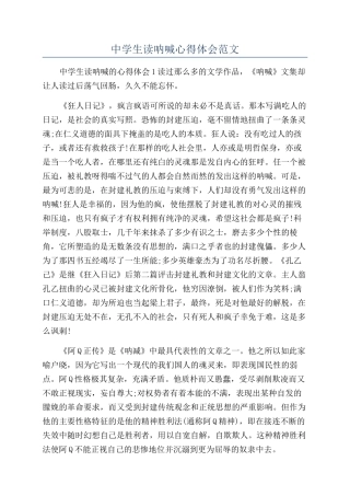中学生读呐喊心得体会范文