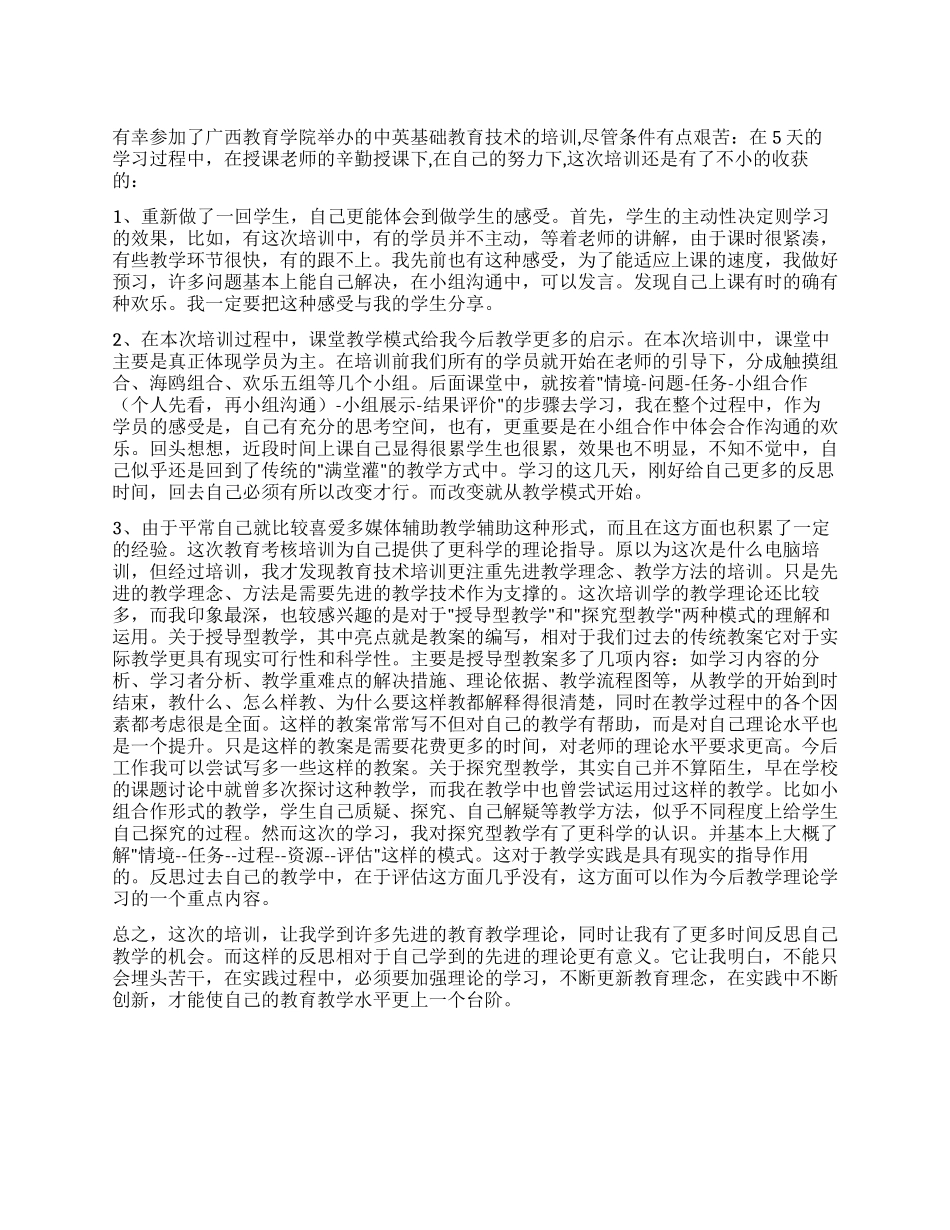 中小学基础教育技术培训总结_第1页