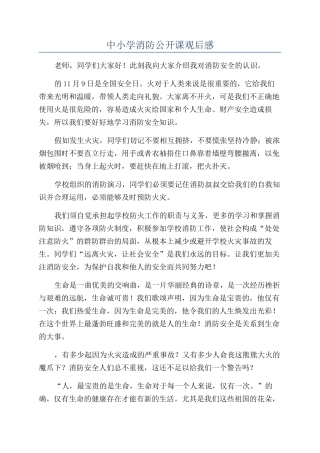 中小学消防公开课观后感