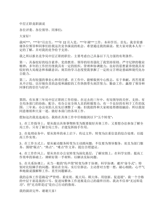 中层正职竟职演说