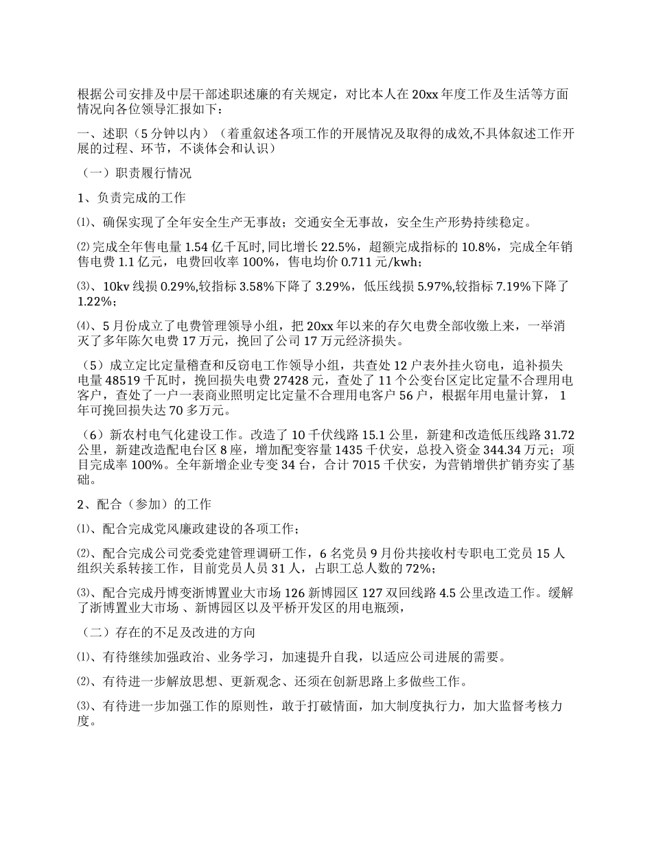 中层干部述职述廉报告_第1页