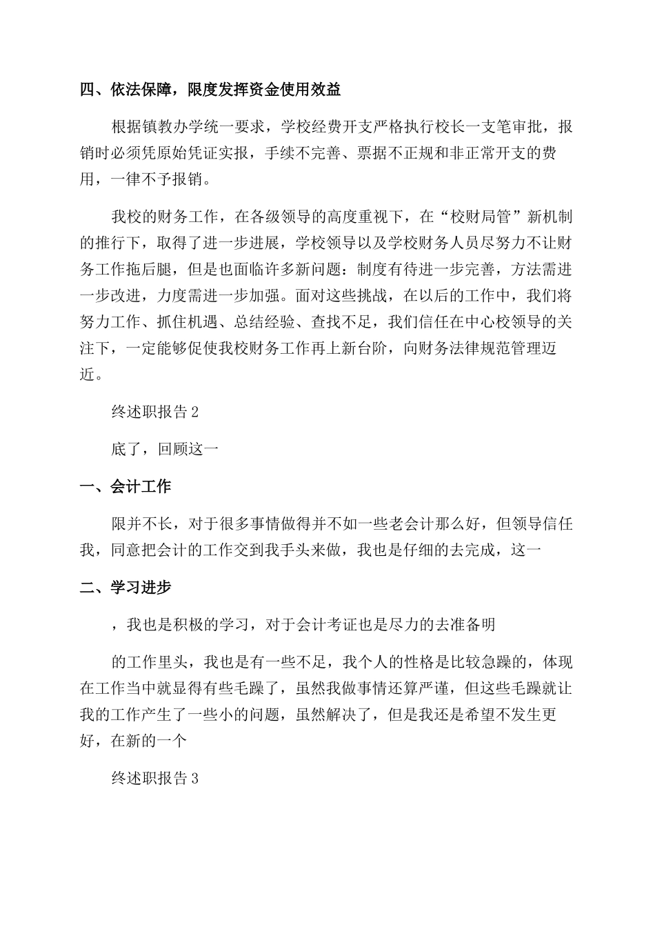 中心学校会计个人年终述职报告_第2页