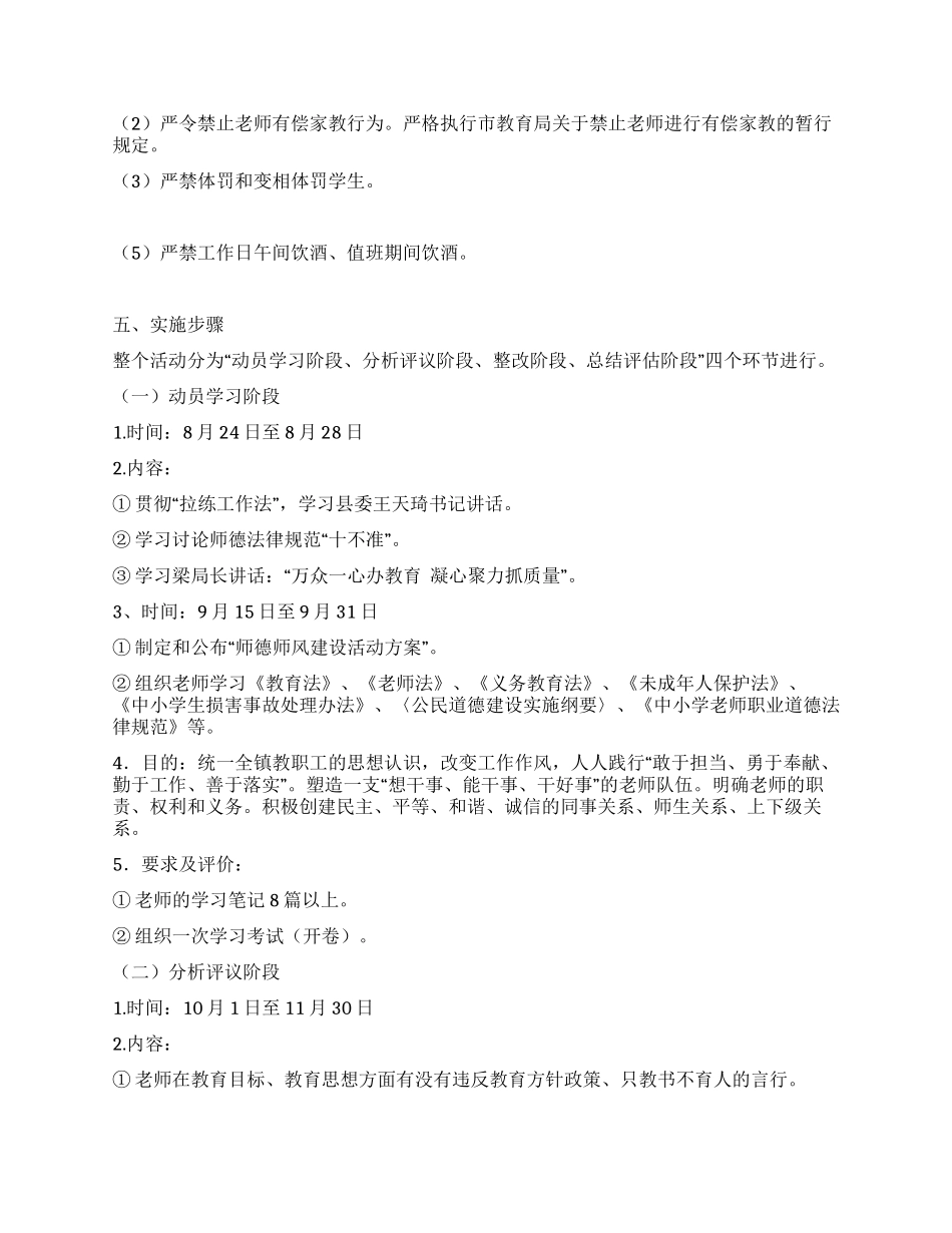 中心小学师德师风建设实施方案_第3页