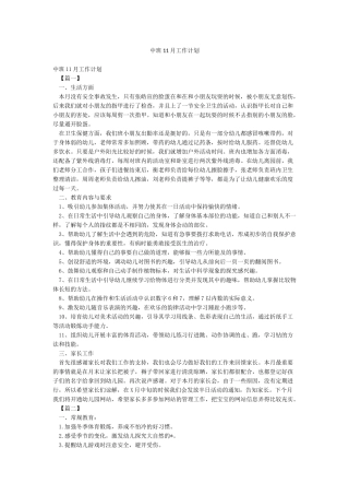 中班11月工作计划