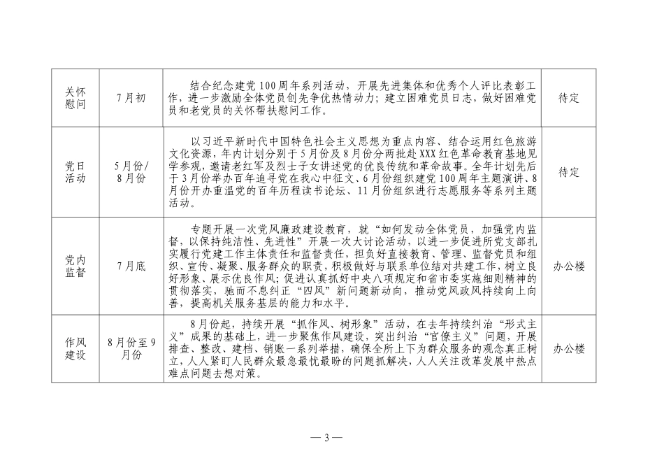 党支部2021年党建工作计划表（具体到每个月）_第3页