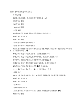 中级审计师审计理论与实务练习