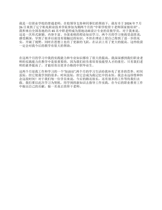 中职学校骨干教师国家级培训总结