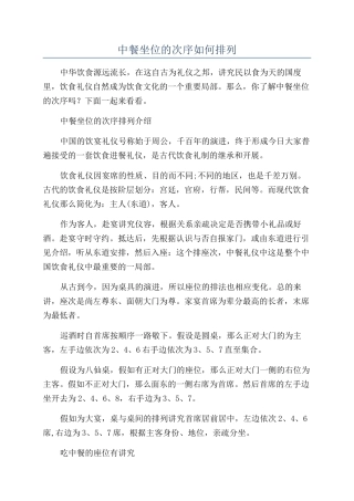 中餐坐位的次序如何排列