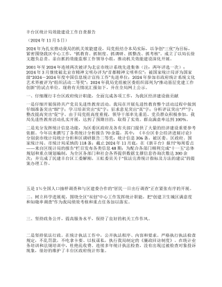 丰台区统计局效能建设工作自查报告