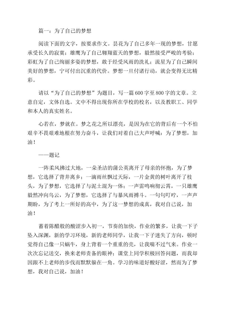 为了自己的梦想作文范文800字_第2页
