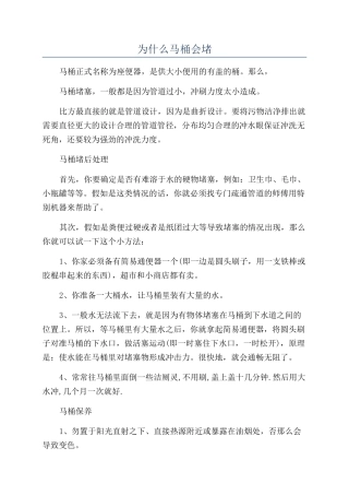 为什么马桶会堵
