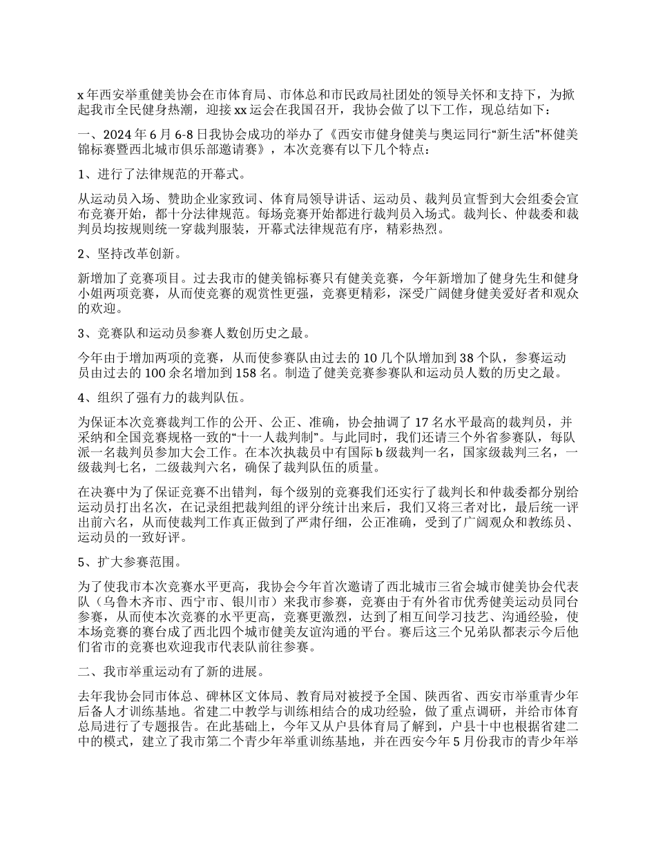 举重健美协会工作总结_第1页