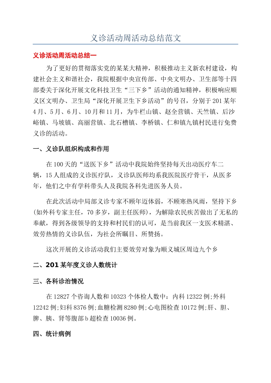 义诊活动周活动总结范文_第1页