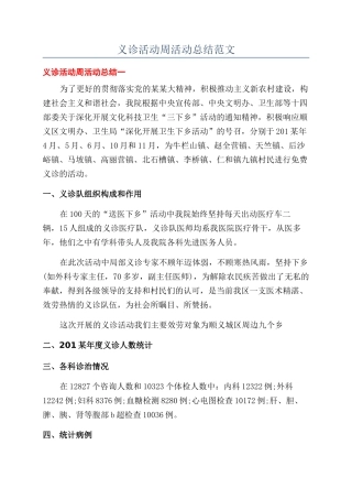 义诊活动周活动总结范文