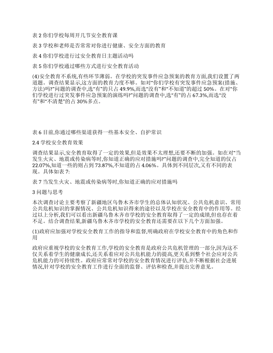 乌鲁木齐市学校安全教育状况调查报告_第2页