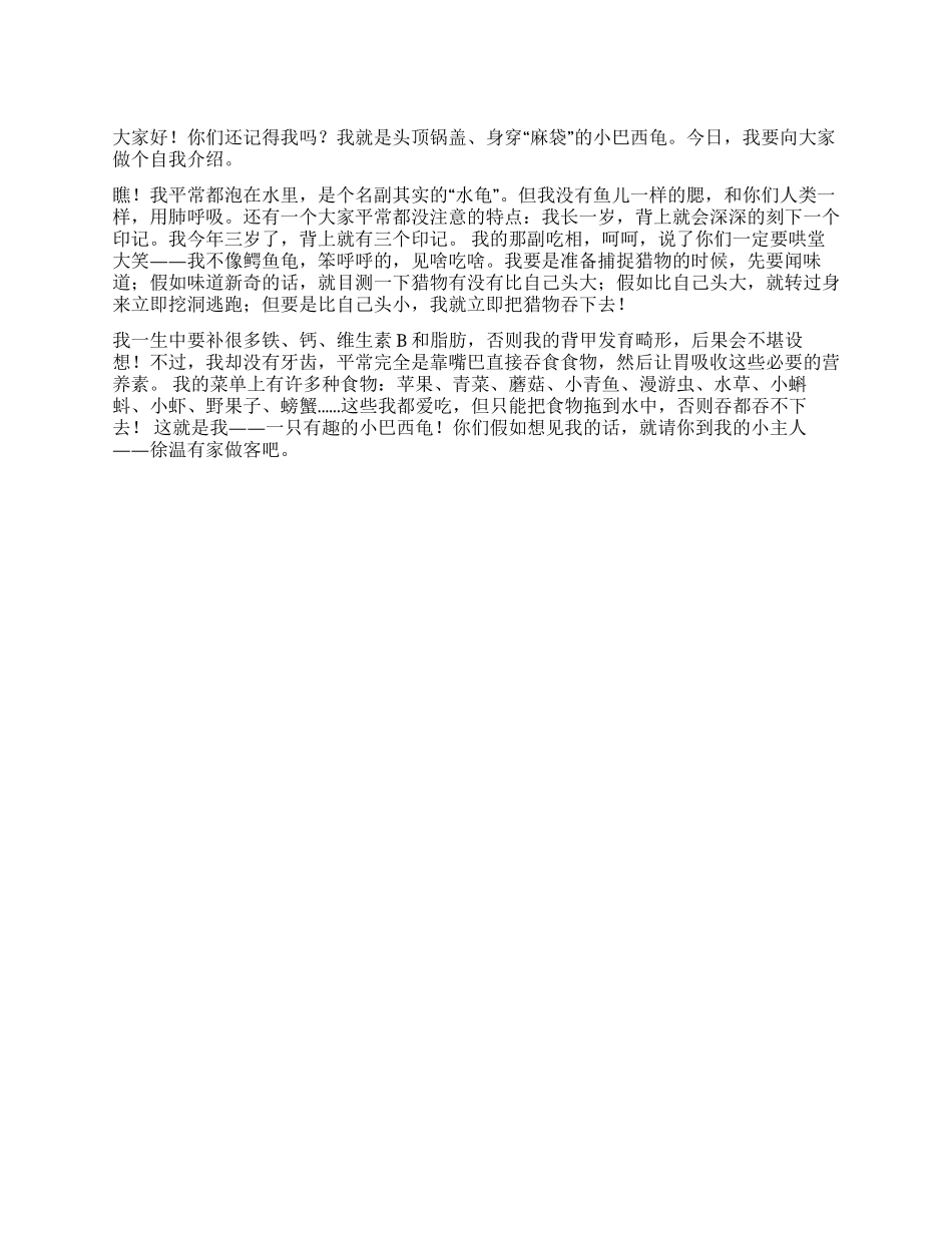 乌龟的自我介绍_第1页