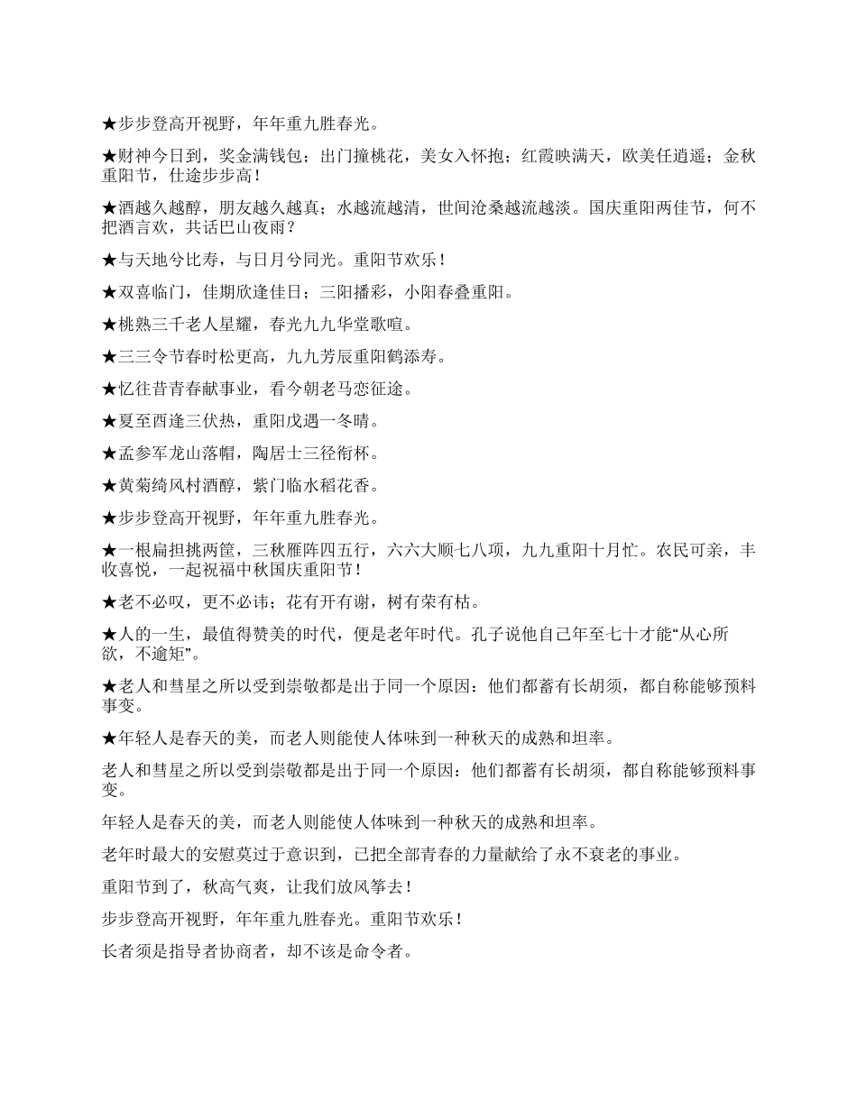 九月九重阳节手机祝福短信集_第1页