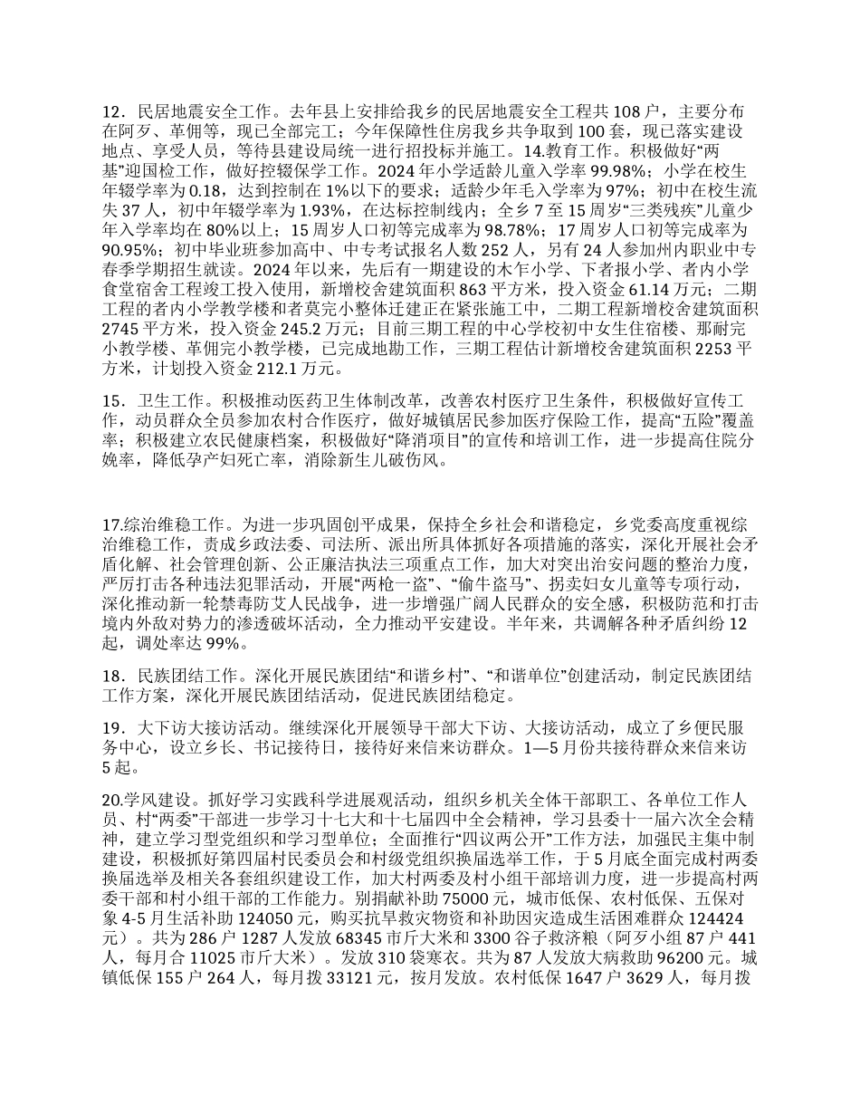 乡2024年上半年重点工作进展情况报告_第2页