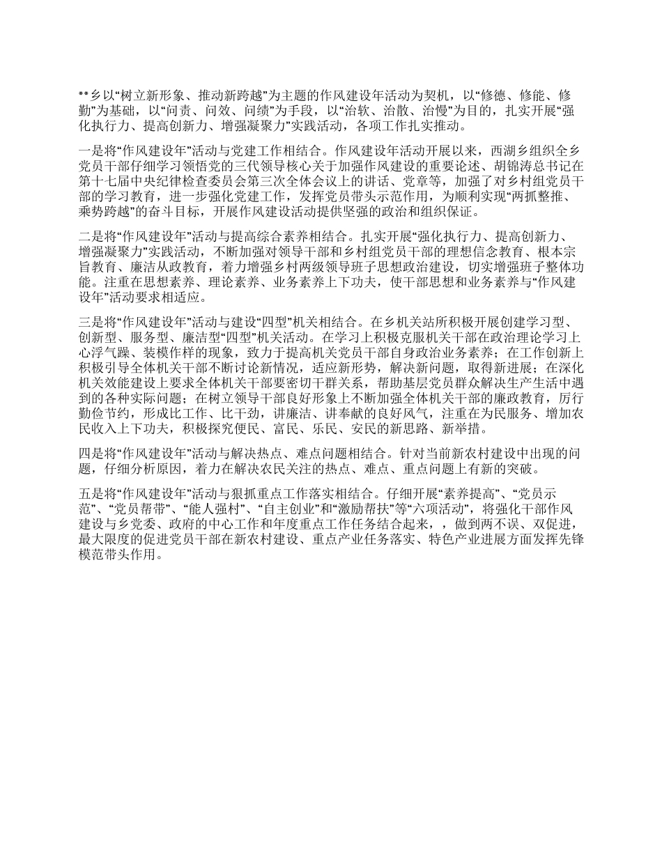 乡2024年扎实推进作风建设年活动情况总结_第1页