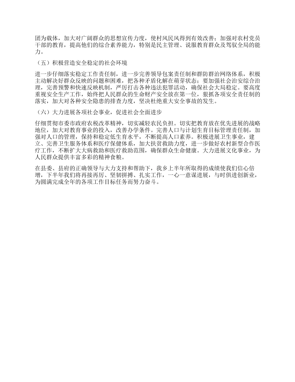 乡XX年上半年工作总结与下半年工作打算_第3页