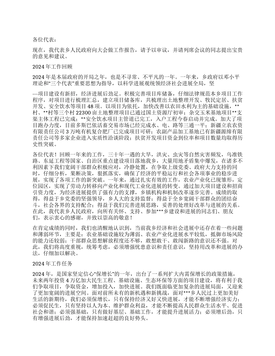乡人代会政府工作报告_第1页