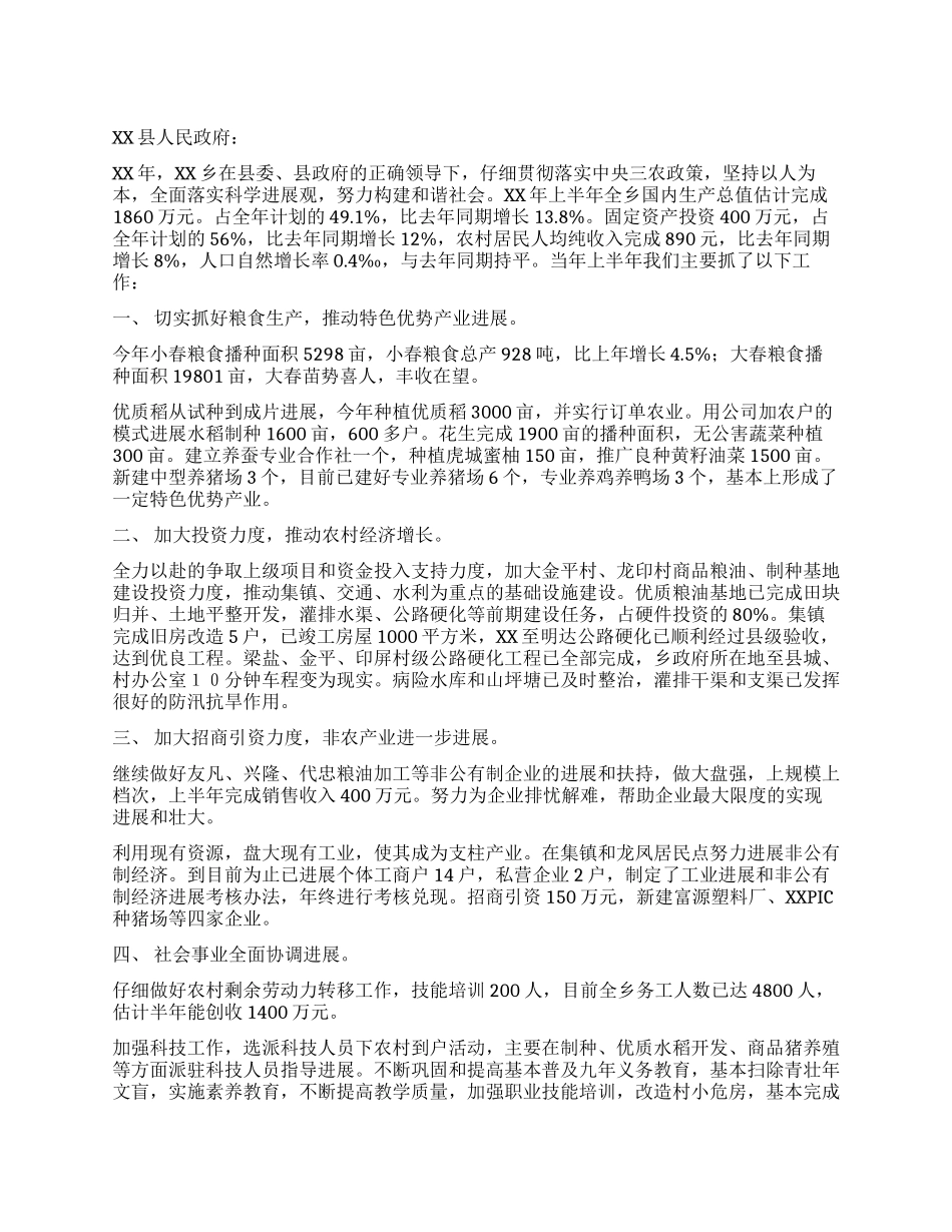 乡人民政府工作总结_第1页