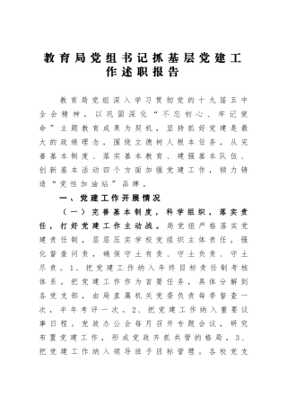文广体旅：教育局党组书记抓基层党建工作述职报告