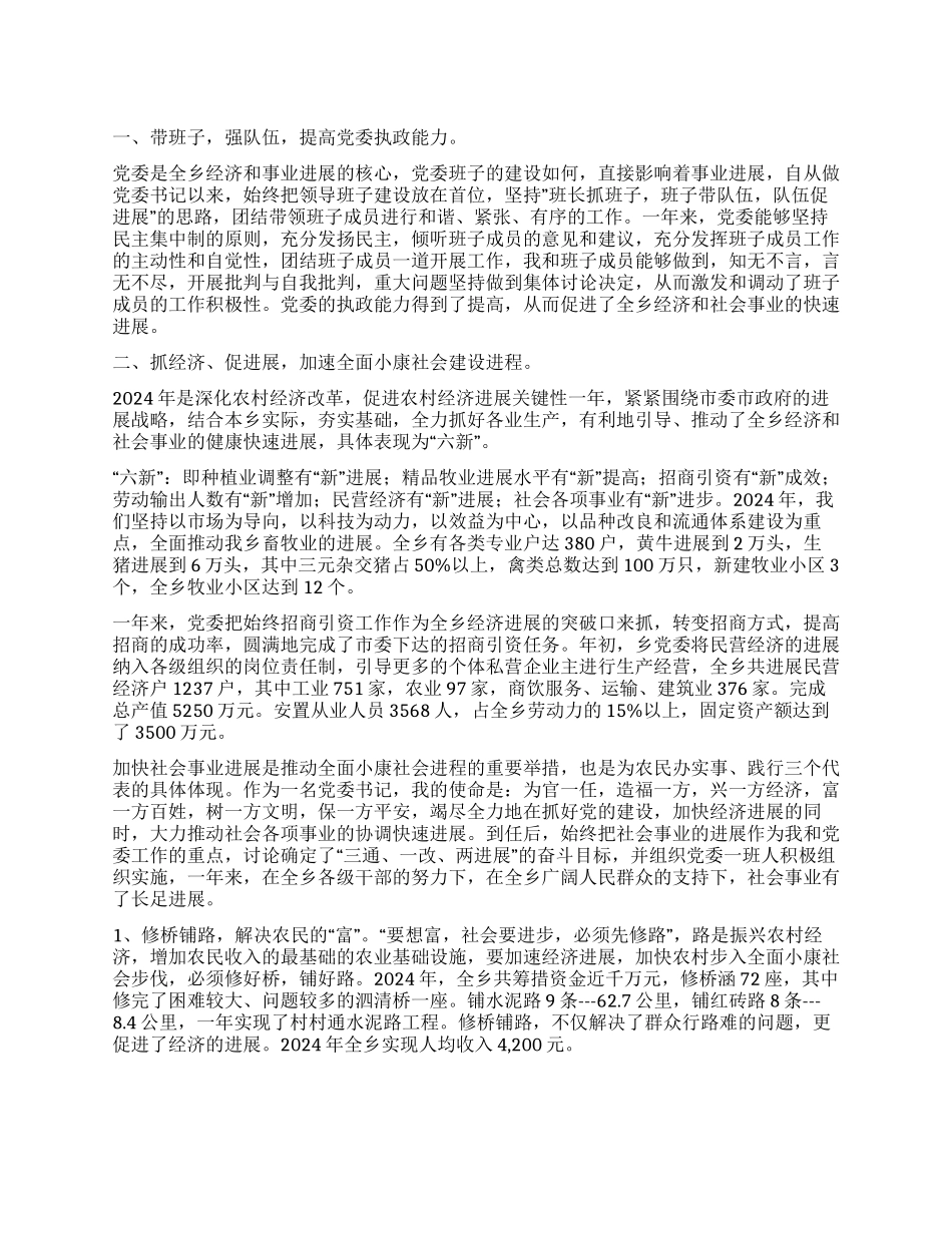 乡党委书记年终个人工作总结_第1页