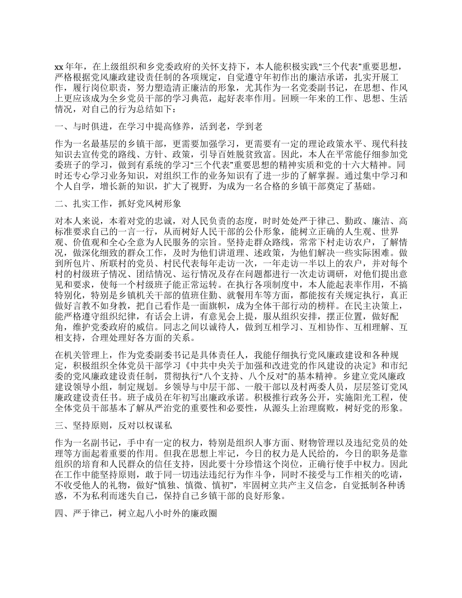 乡党委副书记2024年述廉报告_第1页