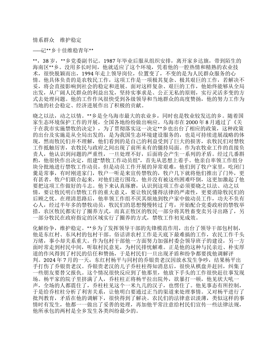 乡十佳维稳青年事迹_第1页
