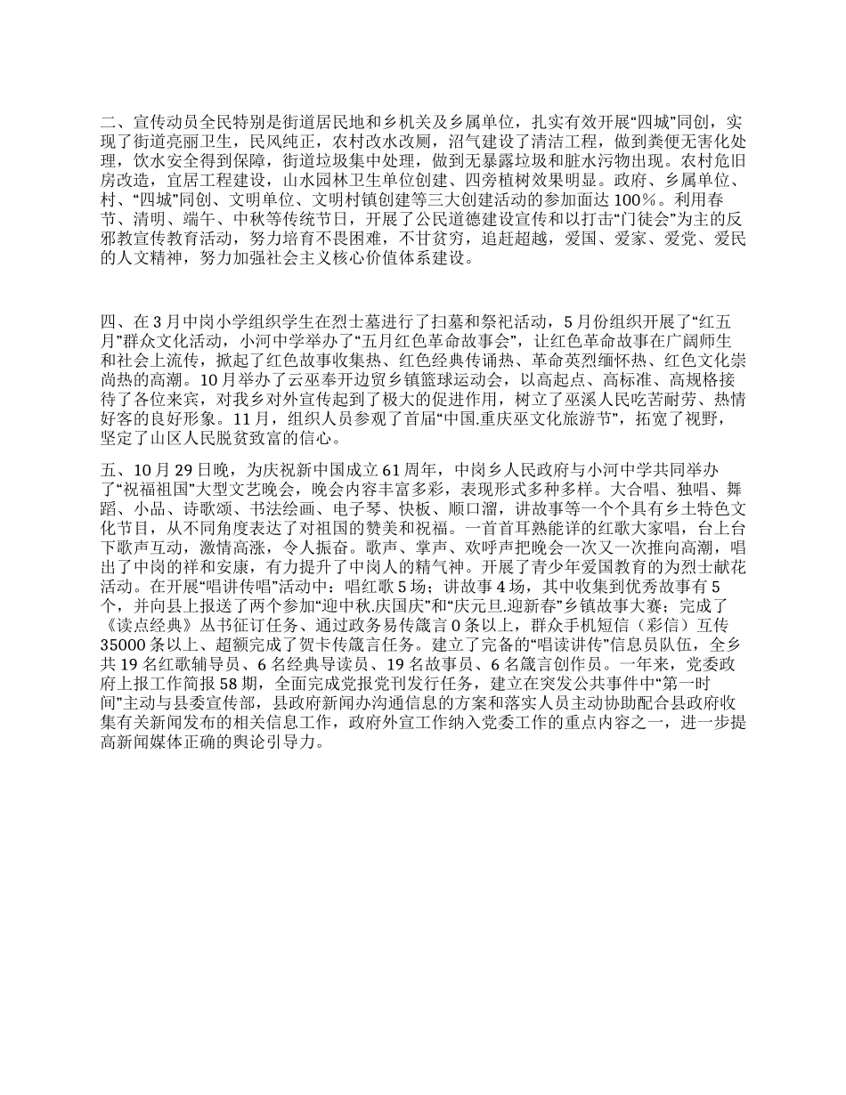 乡委员会宣传文化工作总结_第1页