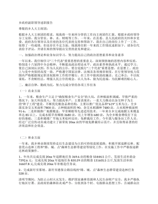 乡政府副职领导述职报告