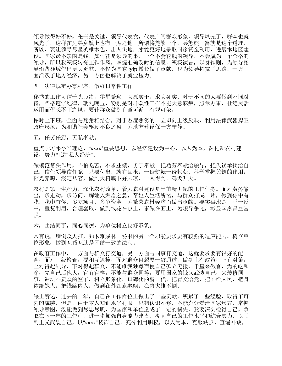 乡政府办公室秘书个人工作总结_第2页