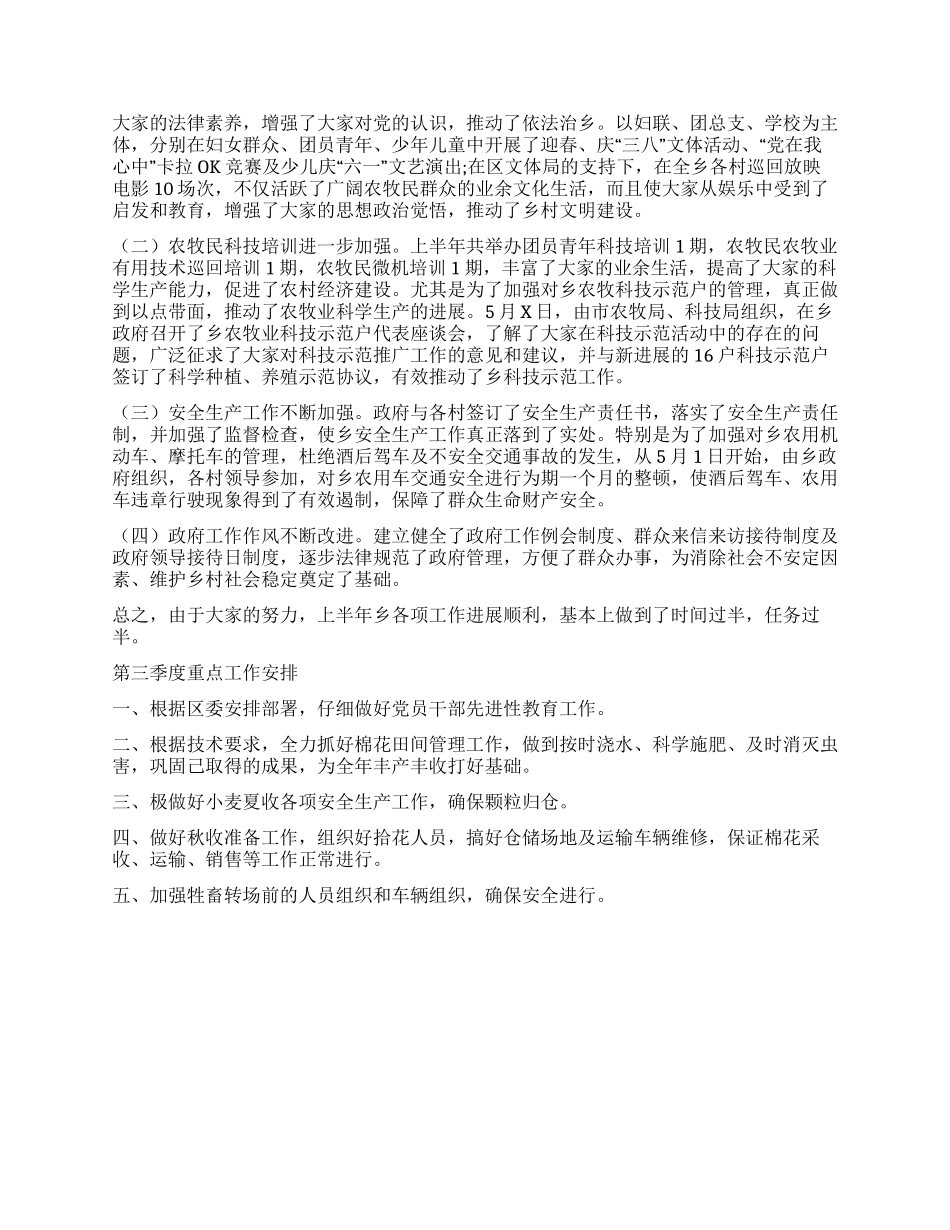 乡政府半年工作总结_第2页