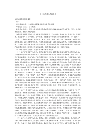 乡村治理推进情况报告