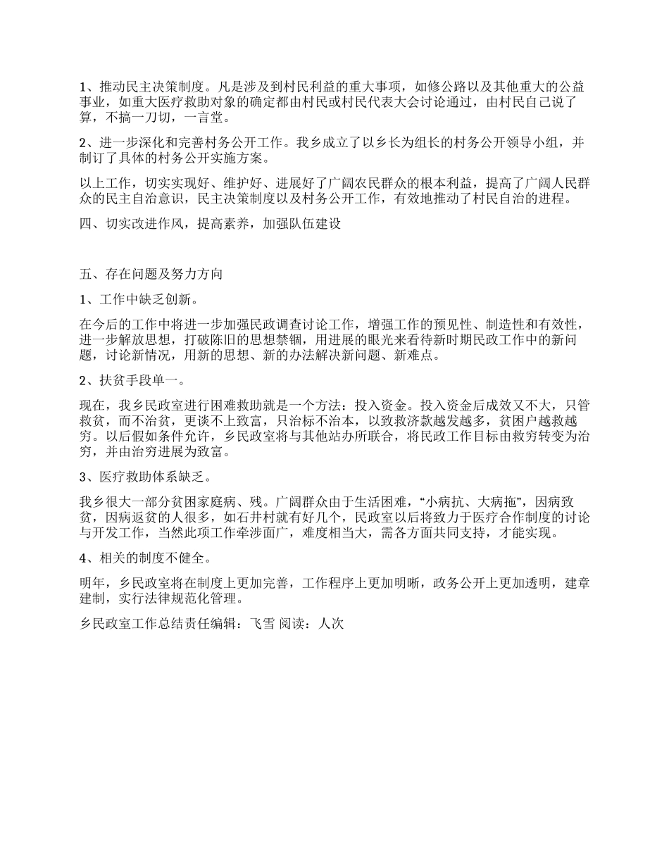 乡民政室工作总结_第2页