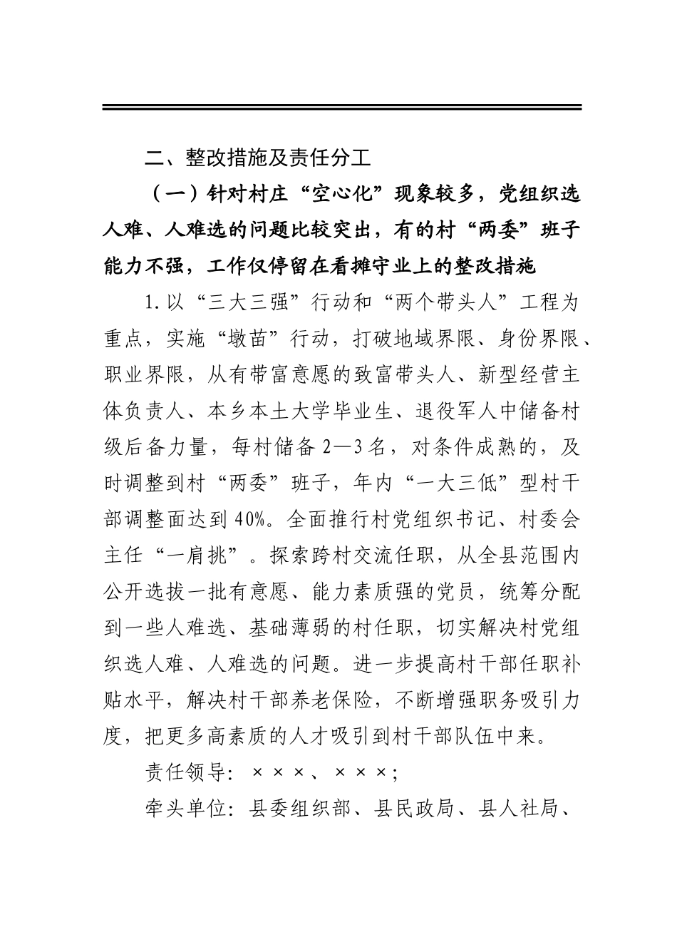 县落实2021年度全市党组织书记抓基层党建述职点评问题整改方案(1)_第2页