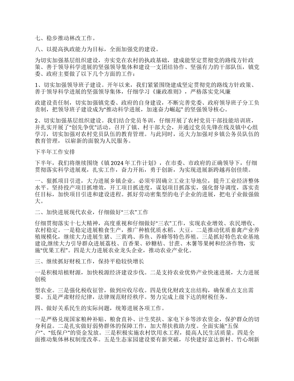 乡镇2024年上半年工作总结和下半年工作安排_第2页