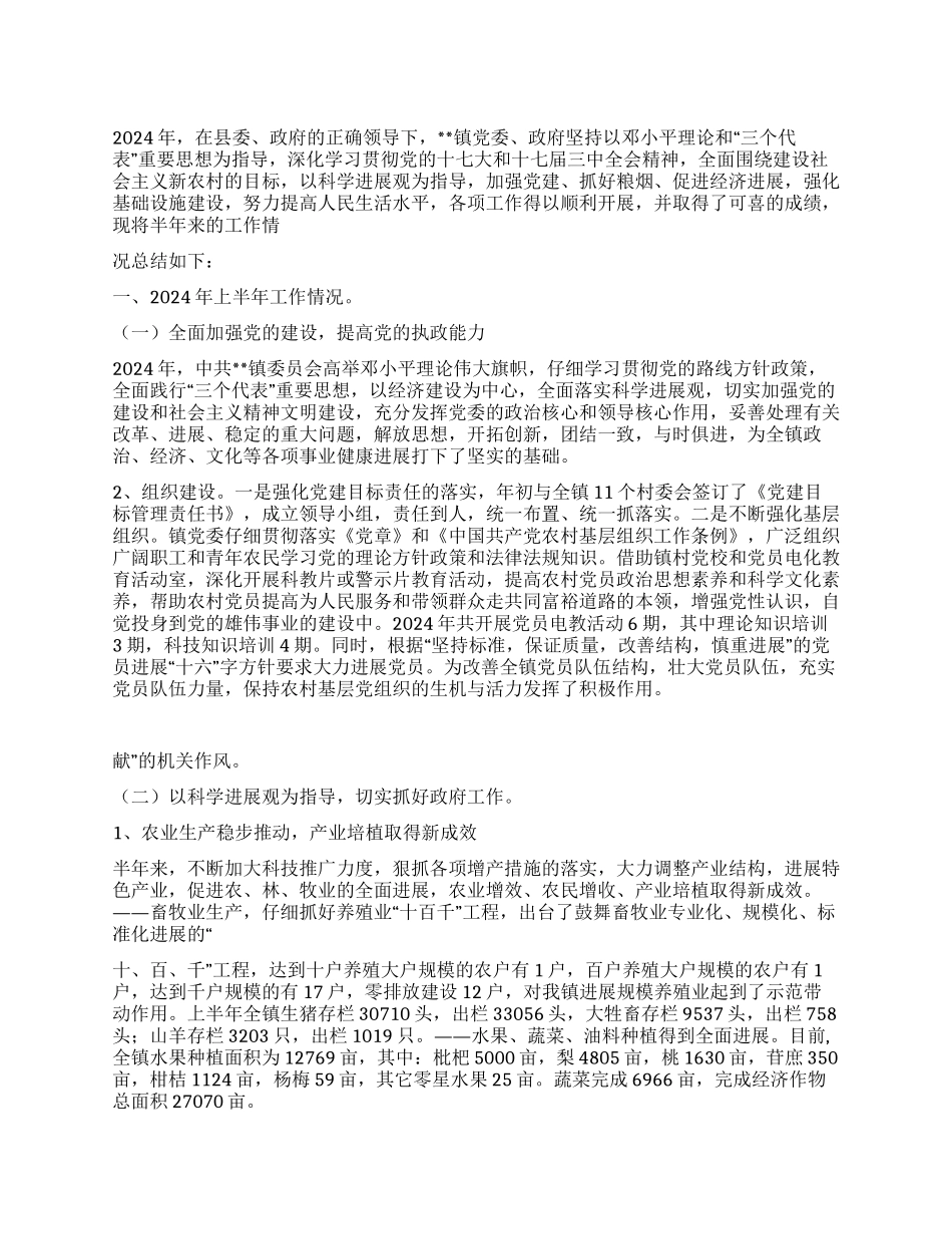 乡镇2024年工作状况工作汇报_第1页
