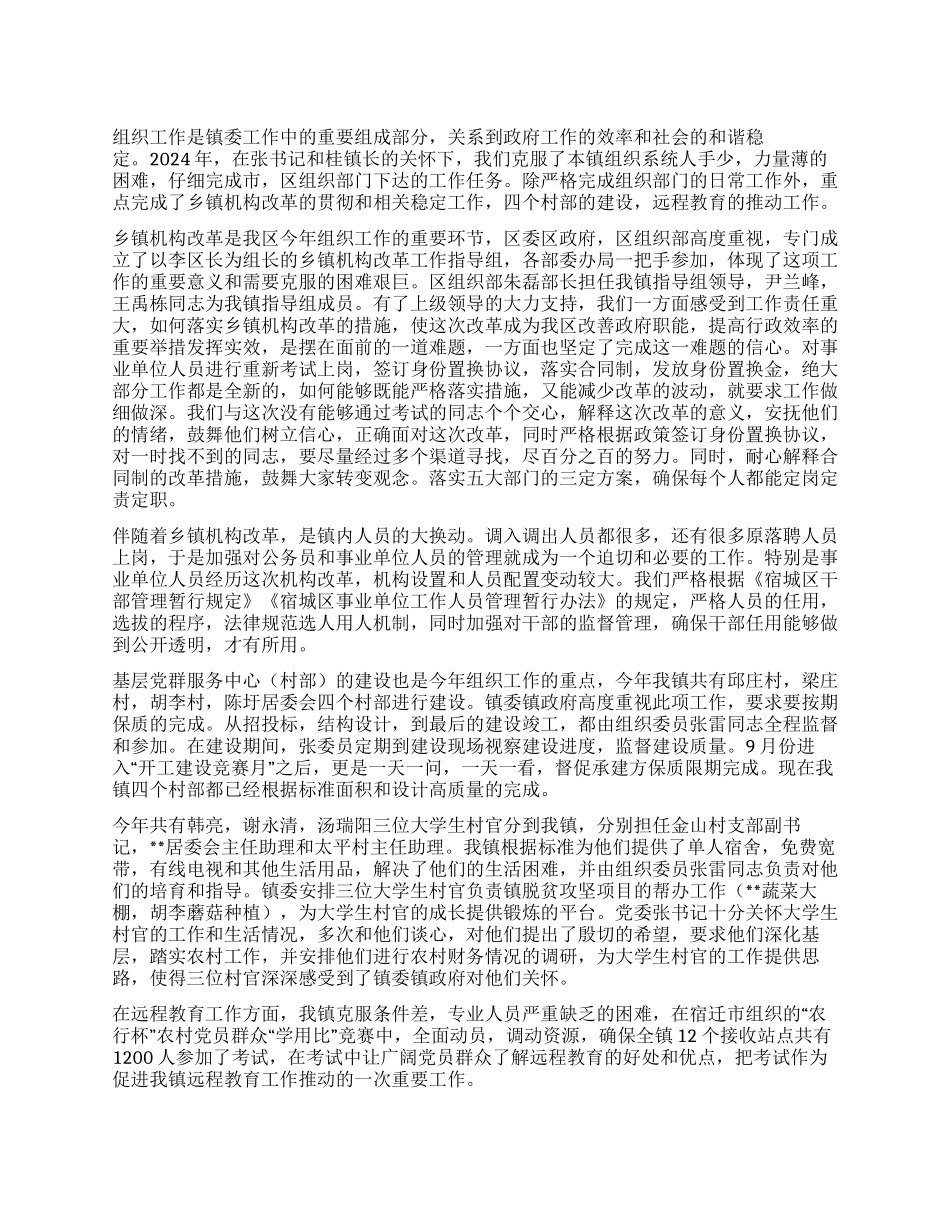 乡镇2024年组织工作总结_第1页