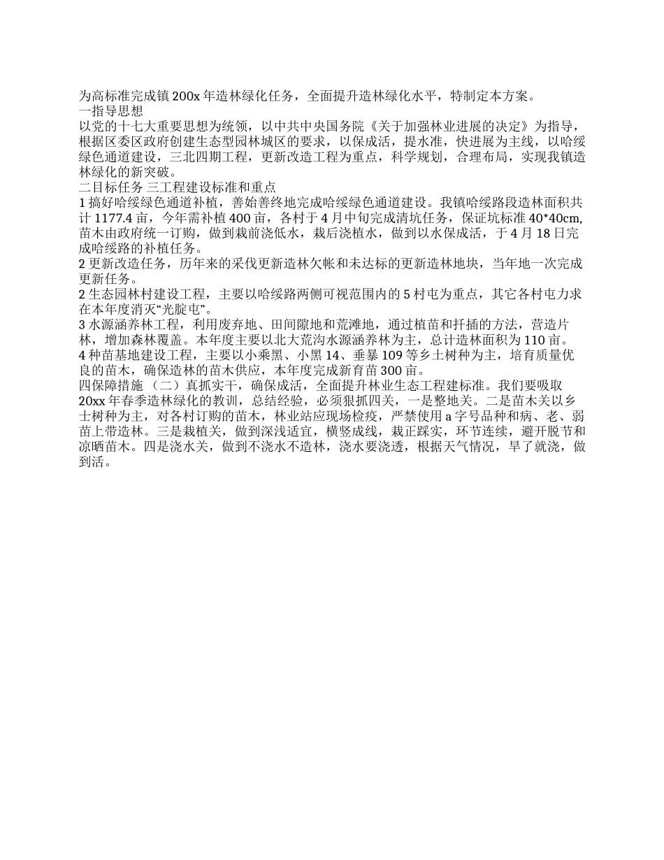 乡镇2024年造林绿化实施方案_第1页