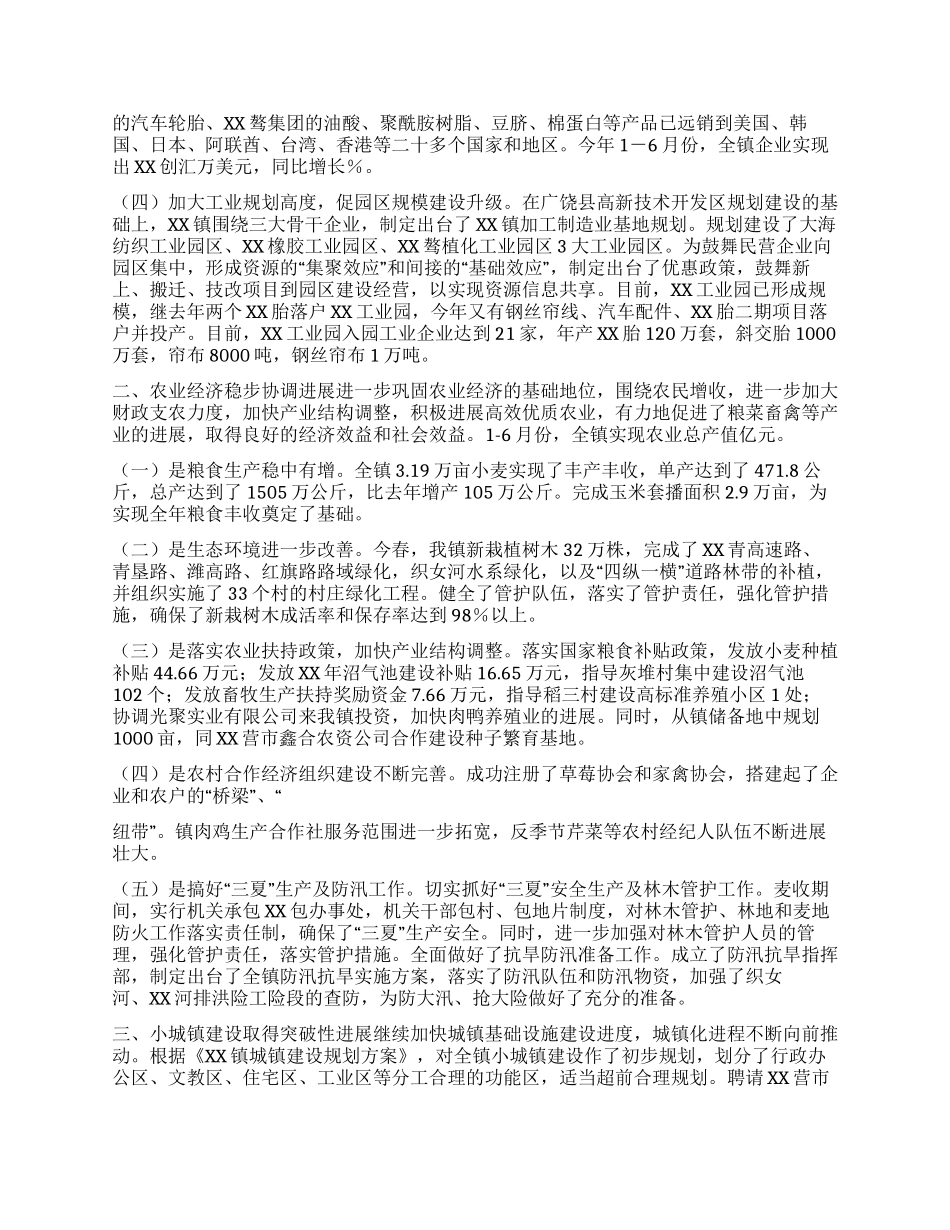 乡镇XX年上半年工作总结和下半年工作安排_第2页