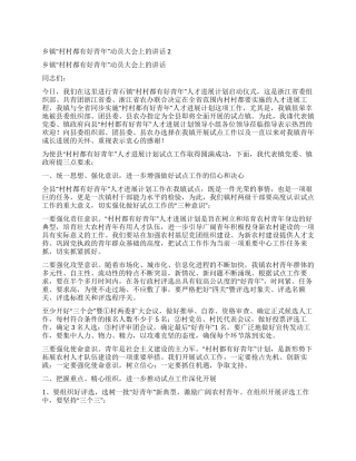 乡镇“村村都有好青年动员大会上的讲话2