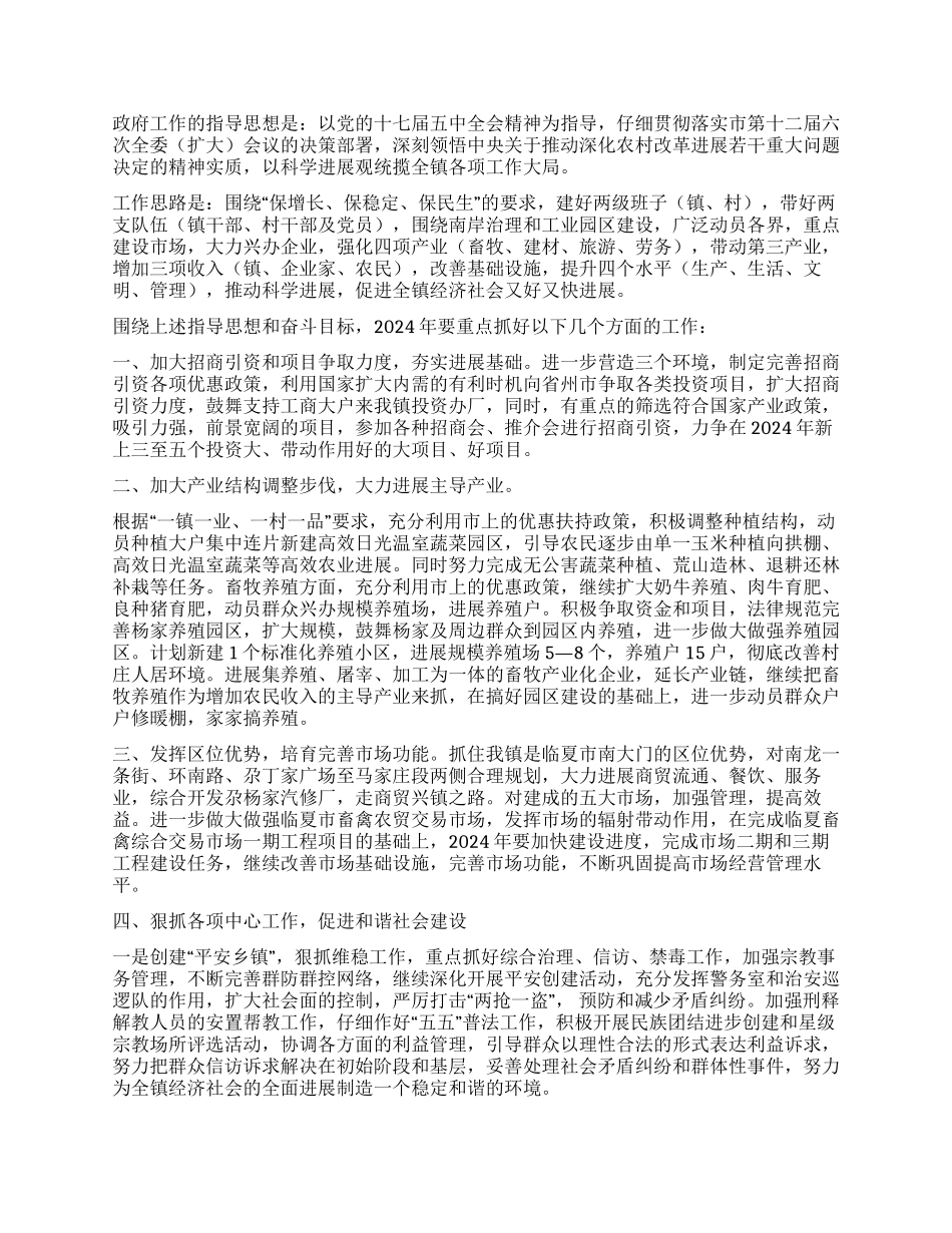 乡镇人民政府2024年工作报告_第2页