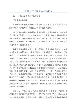 乡镇会计年度个人总结范文
